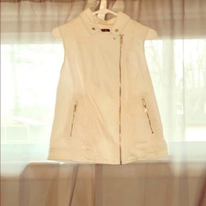 White jean vest